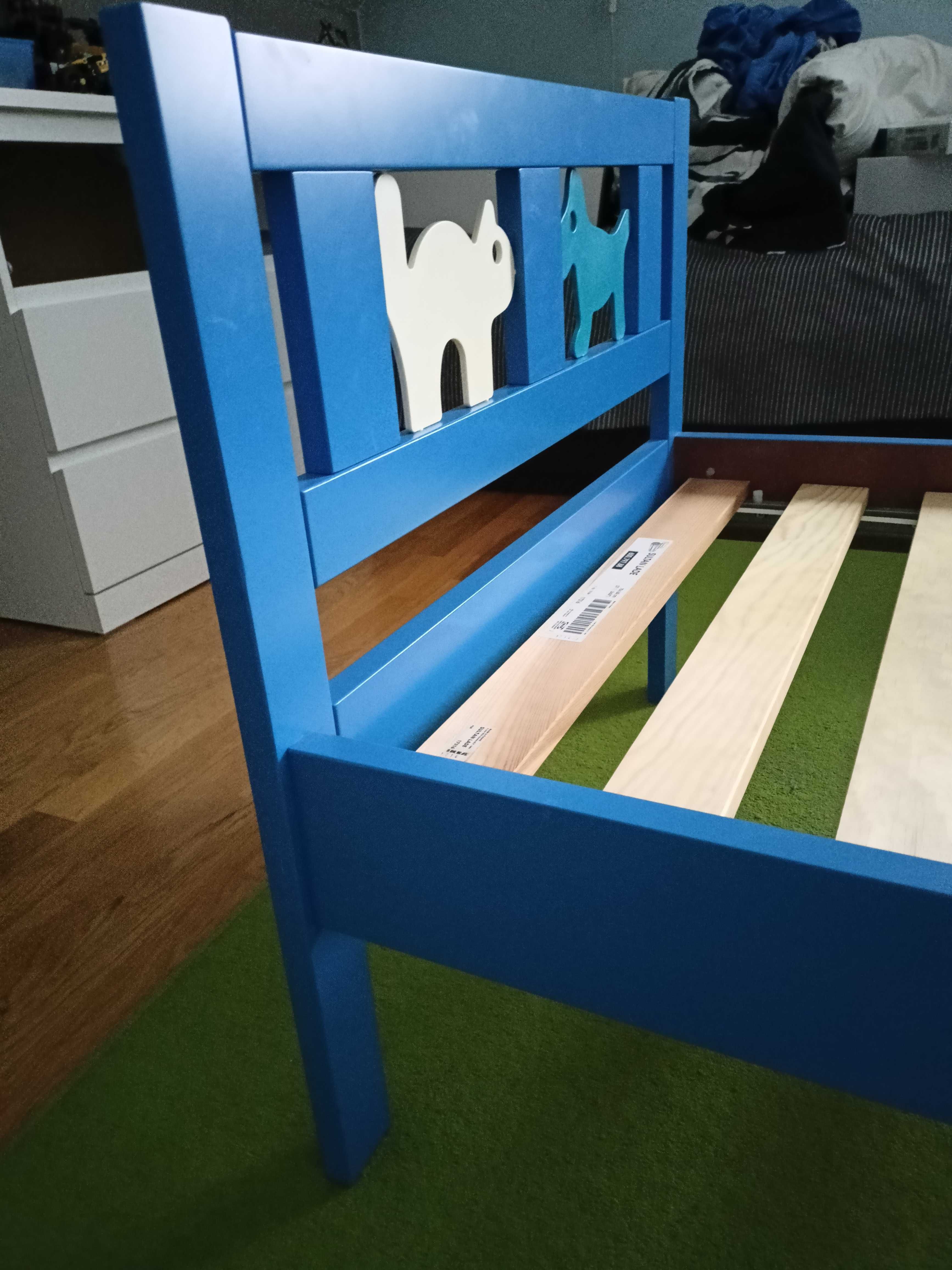 Łóżko dla dzieci Kritter Ikea niebieskie 70 x 160 cm