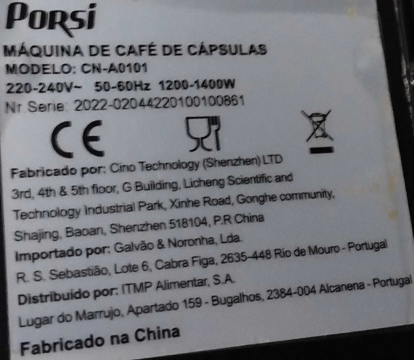 Maquina Café Nespresso Intermarche Porsi Capsulas