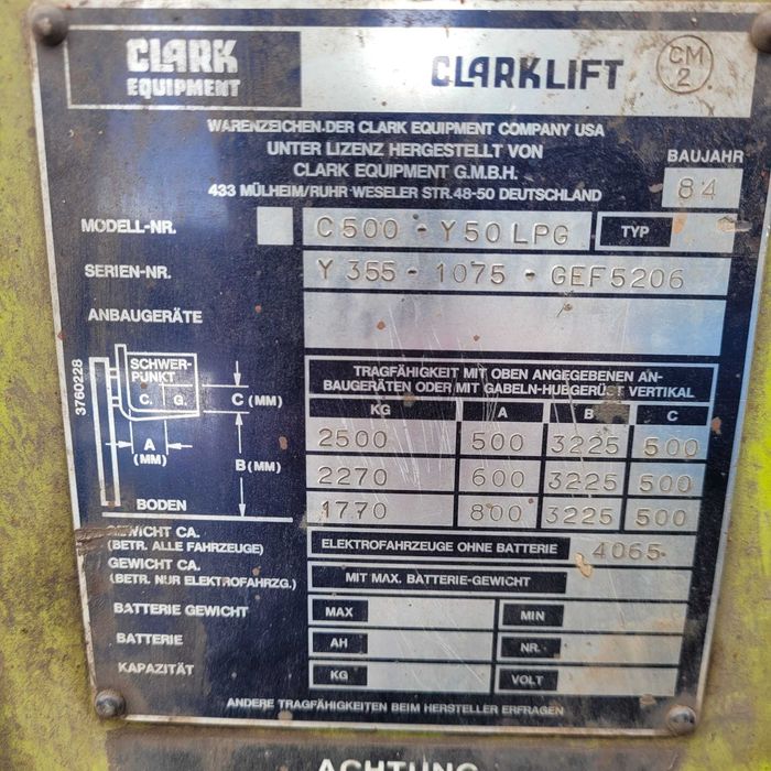 Wózek widłowy CLARKLIFT C500Y50LPG