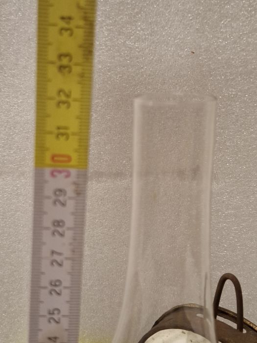 Lampa naftowa szklana z kloszem prl