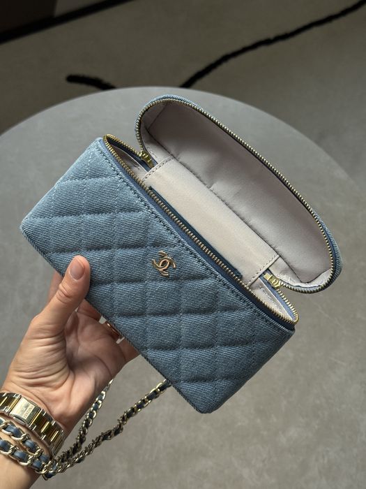 Сумка Chanel CC Top Handle Long Vanity Denim/Gold