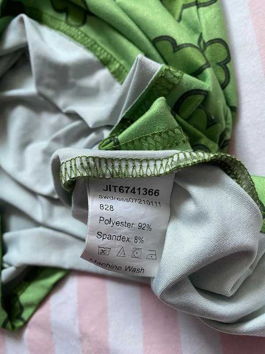 Zielona przylegająca wiązana na szyi sukienka w kwiatki Shein S/M/L