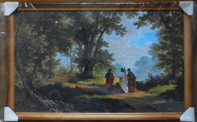 Nowy foto obraz w drewnianej ramie, Jezus z uczniami, 106x67 cm