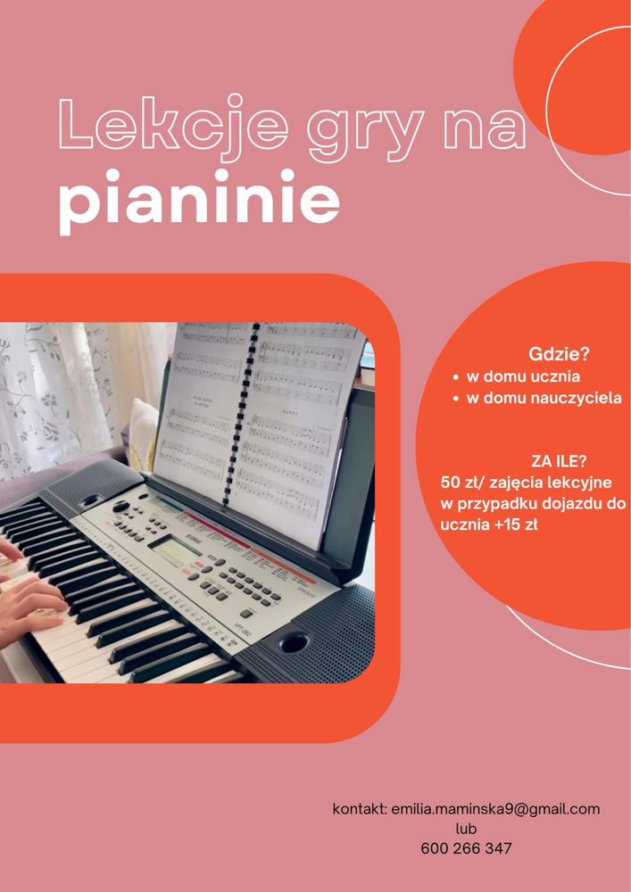 Lekcje gry na pianinie