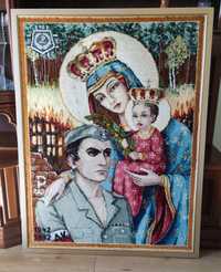 Kilim, Makata "Matka Boska z żołnierzem AK 1942" na ścianę, 100% wełny