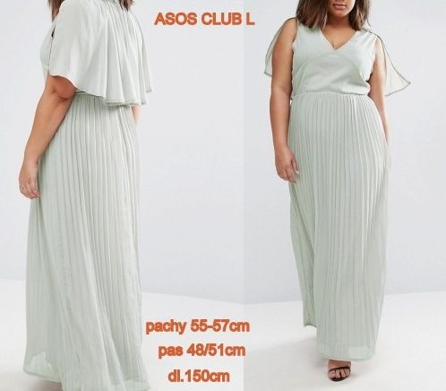 PRZECENA!Club L Asos-plisowana sukienka maxi roz.44/46