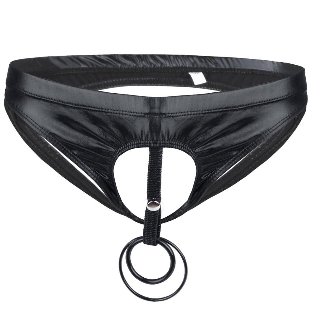 Męskie Jockstrapy Lateksowe Otwarte z Dwoma Pierścieniami - XL