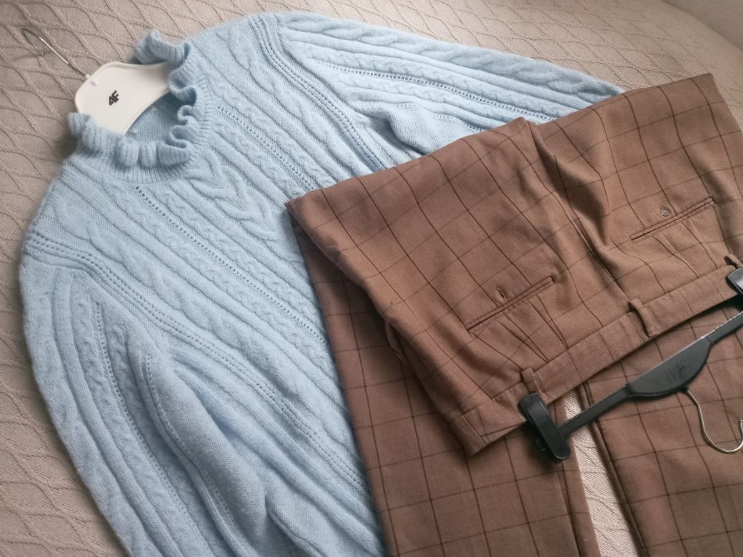 PROMOCJA Ładny zestaw L-XL niebieski sweter H&M I ciepłe spodnie w kra