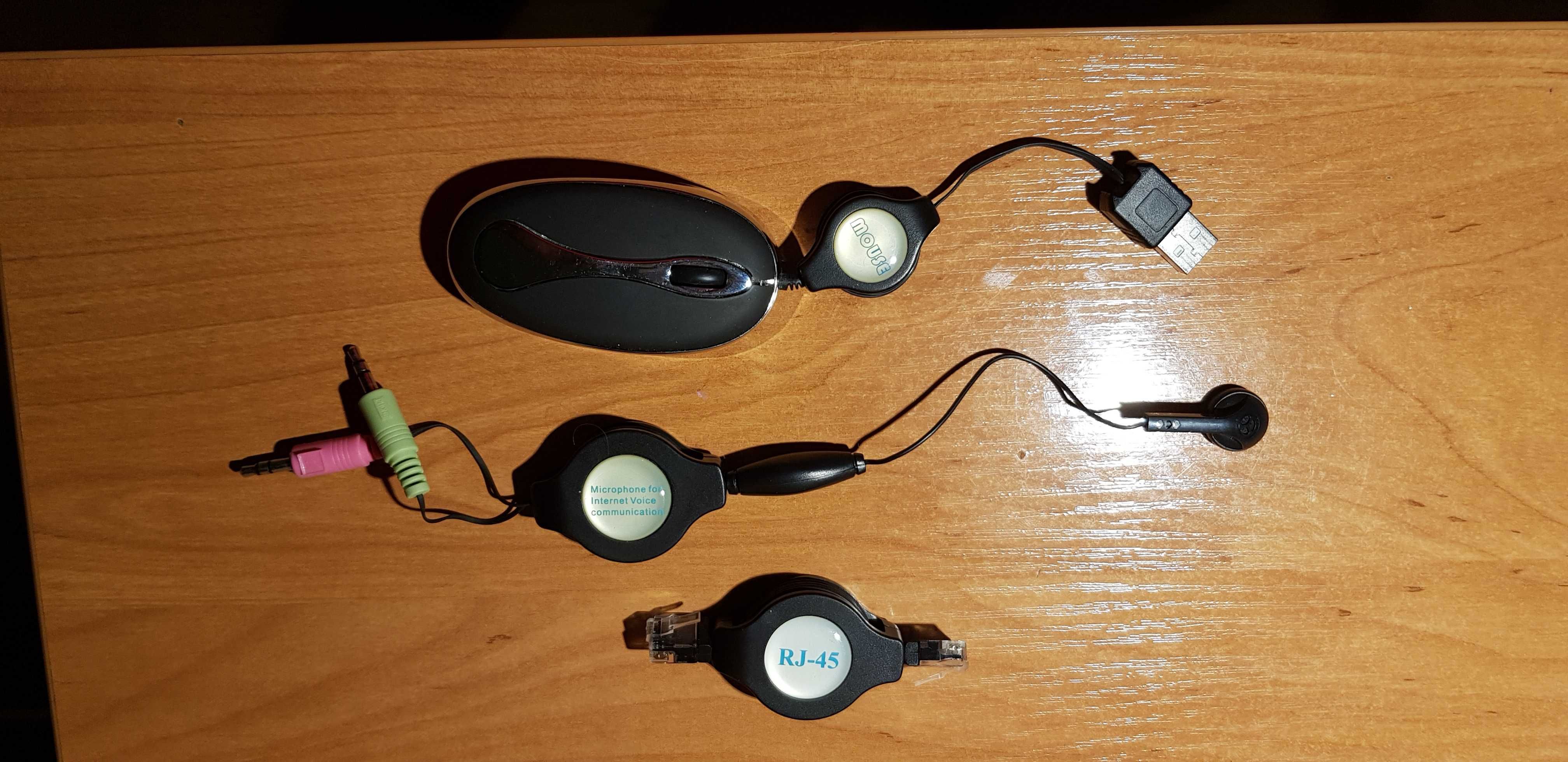 Myszka,słuchawka+mikrofon, kabel sieciowy RJ45 zestaw mini