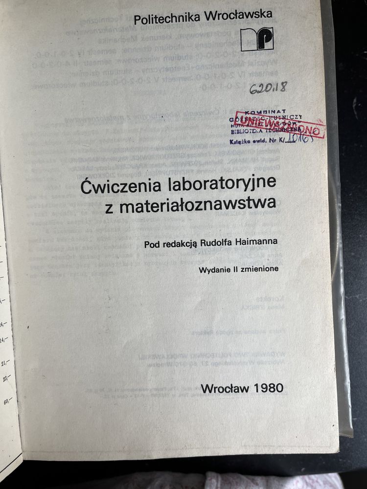 Ćwiczenia laboratoryjne z materiałoznawstwa PWr