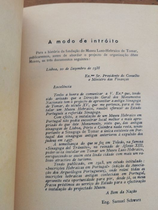 "Samuel Schwarz – Museu Luso-Hebraico em Tomar" (Antig