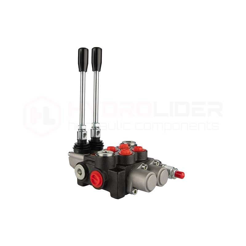 Rozdzielacz hydrauliczny 2 sekcyjny 40 l/min 2P40 sterowany dźwigniami