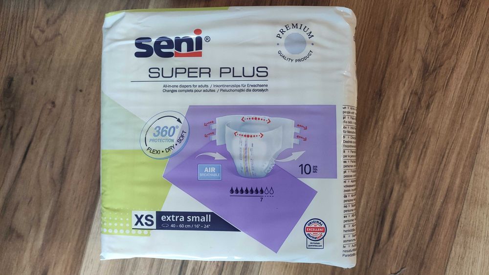 pieluchomajtki seni  super plus XS,  podkłady chłonne