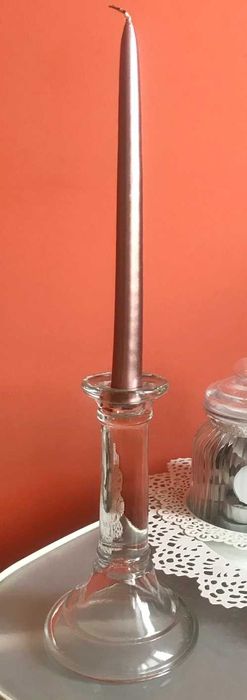 Świecznik szklany 18 cm transparentny elegancki Masywny