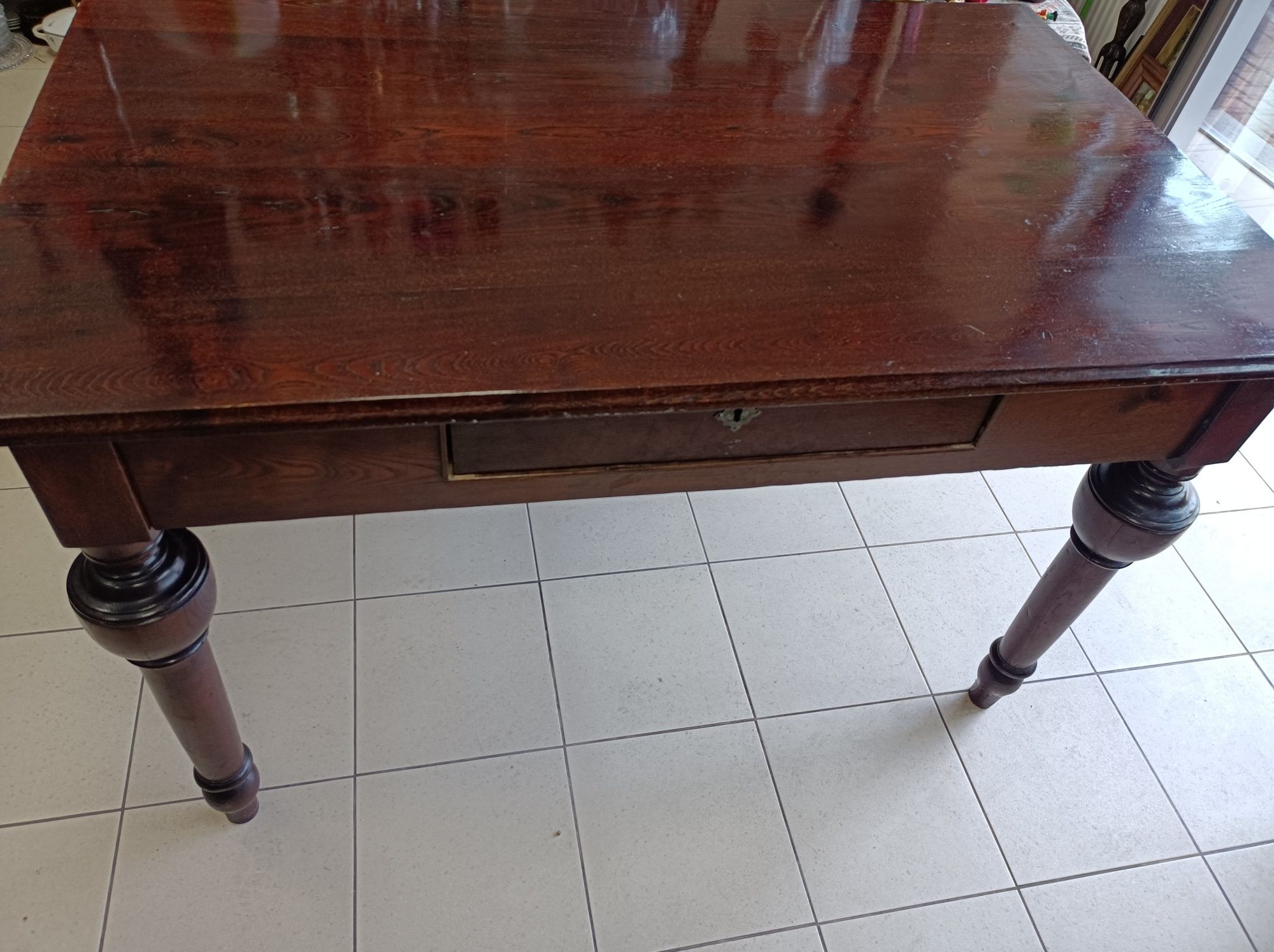 Drewniany solidny stół dębowy przedwojenny eklektyk