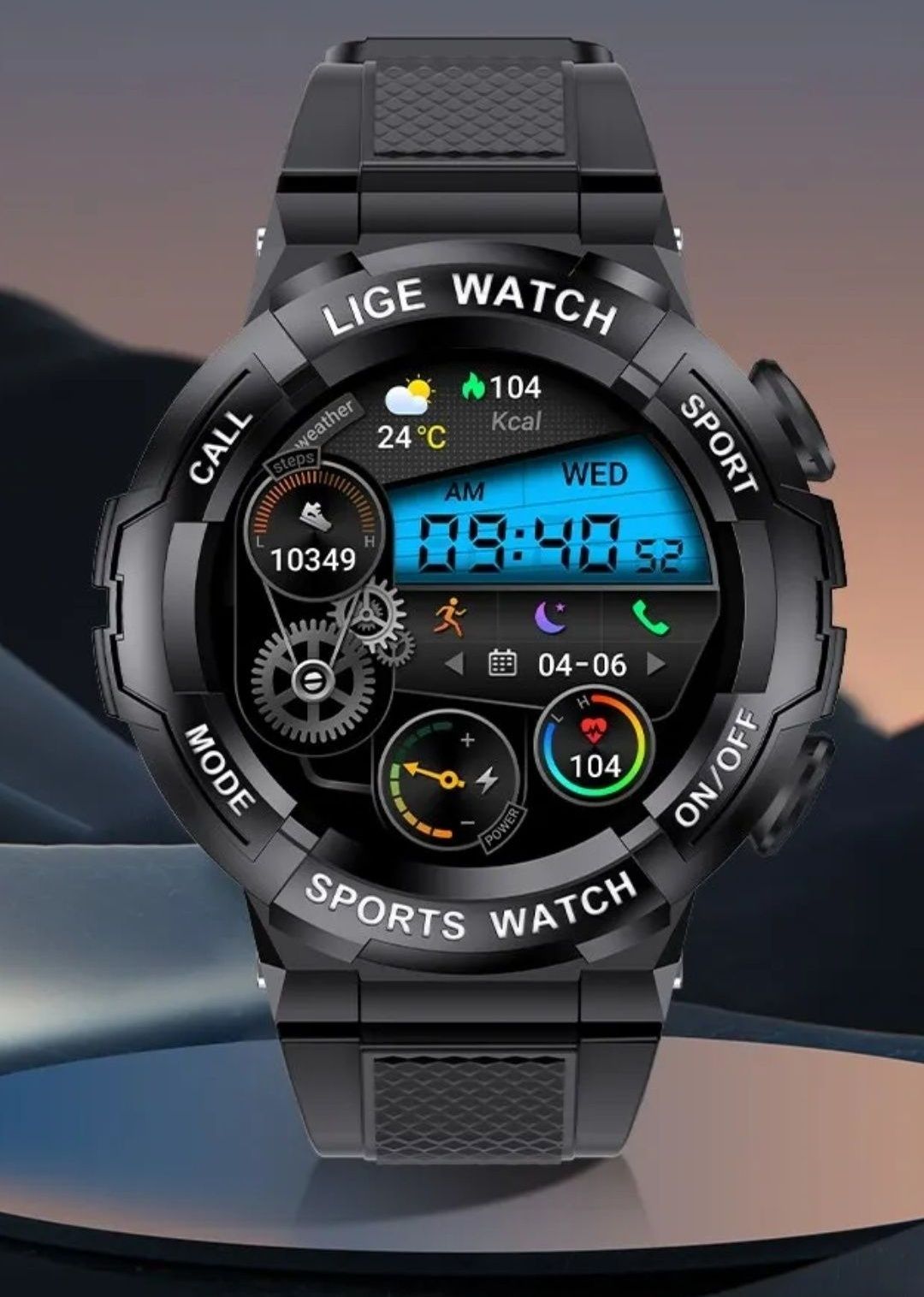 Zegarek Męski Smartwatch Czarny Lige