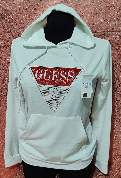 Biała bluza damska z kapturem Guess S M L XL wysyłka pobranie Nowość