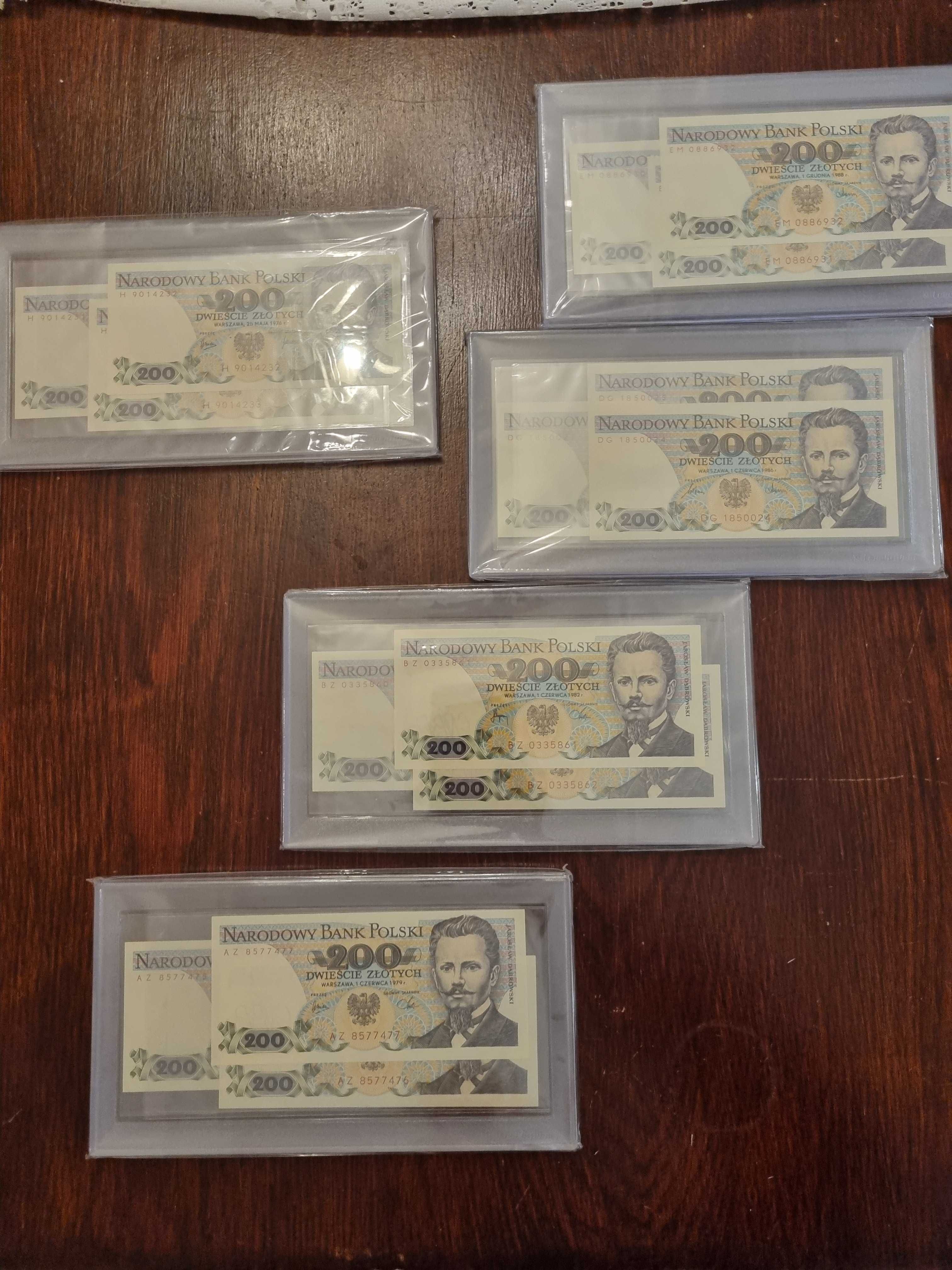 Zestaw banknotów. Każdy rocznik 200 zł PRL