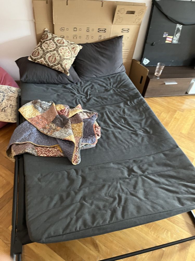 Rozkładana szara sofa hammarn ikea 130cm