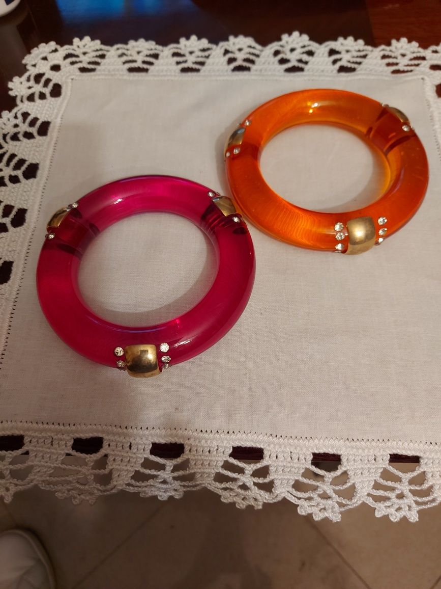 2 Pulseiras Italianas, Laranja e Fúcsia.