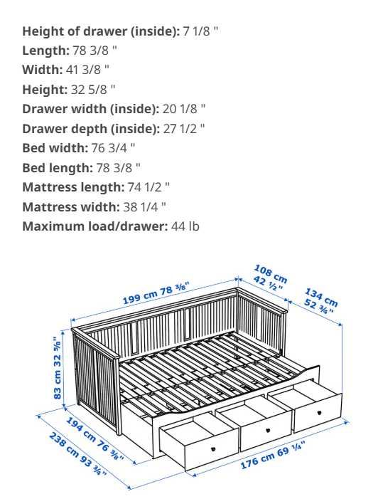 Cama IKEA HEMNES individual/dupla, 3 Gavetas