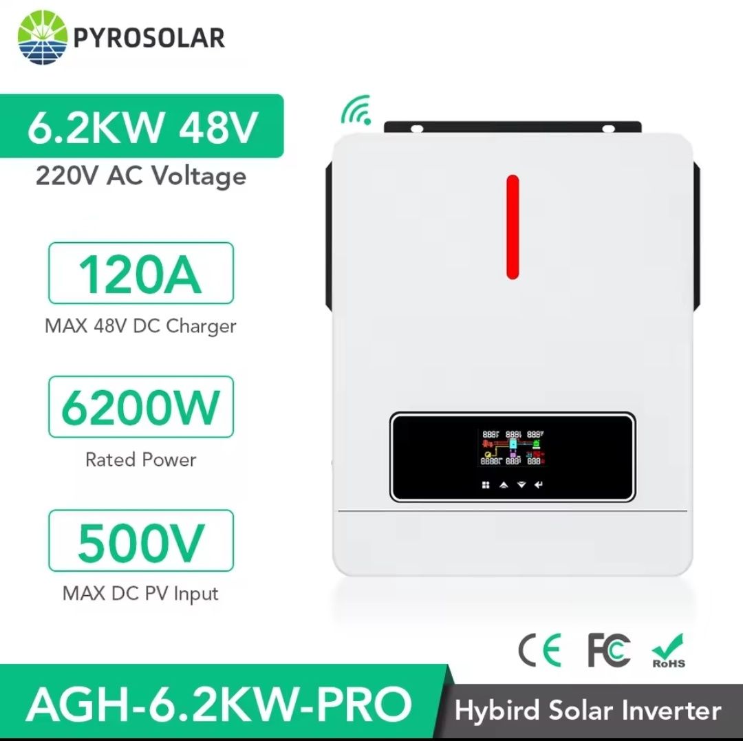 Гібридний інвертор Pyrosolar 6,2 кВт, WiFi+BMS, Гибридный инвертор