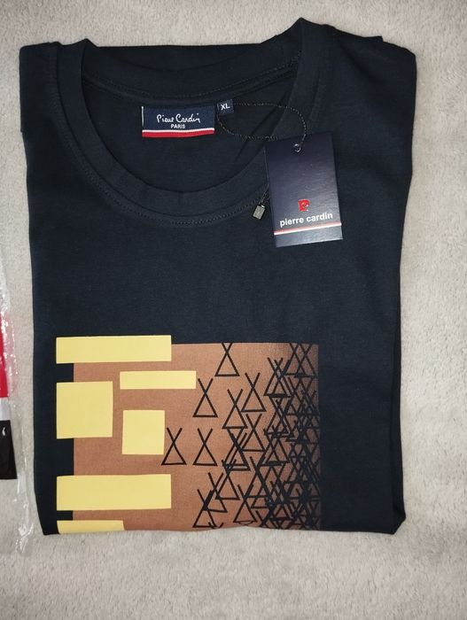 Nowa koszulka t-shirt Pierre Cardin L Navy Blue bawełna