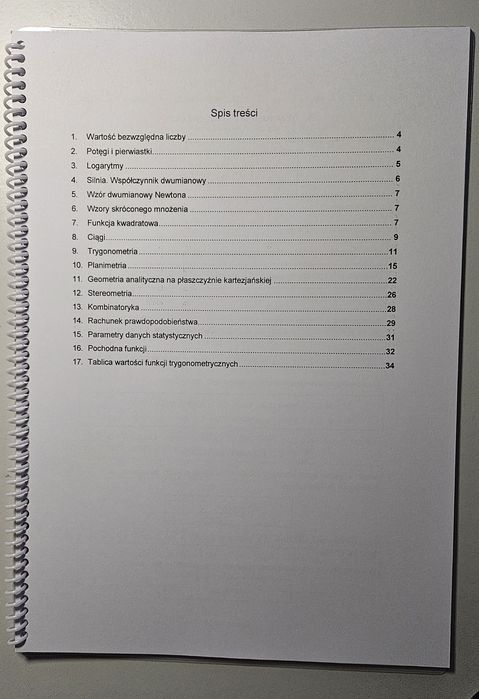 Wybrane wzory CKE matematyczne na egzamin Matematyka Matura 2026 A4