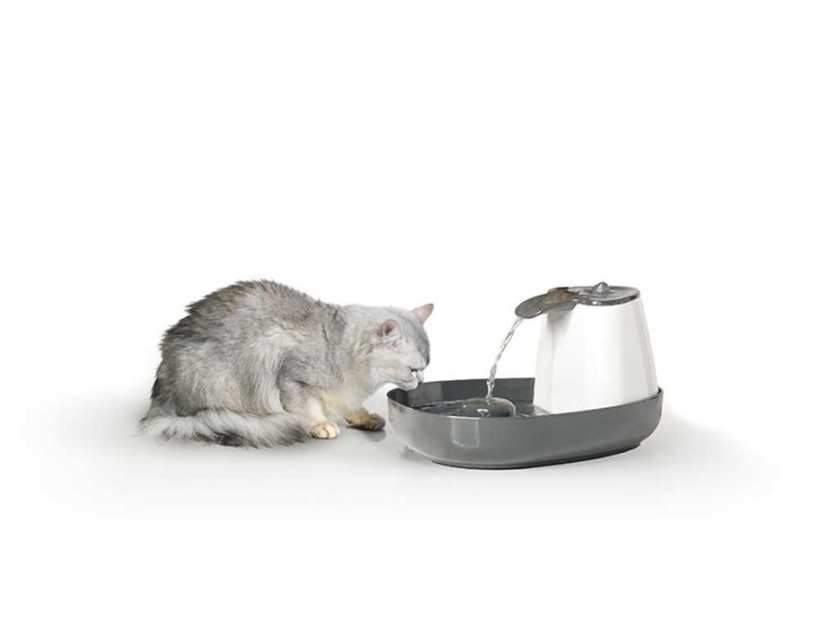 Fonte de água com cascata para gatos que teimam em beber da torneira