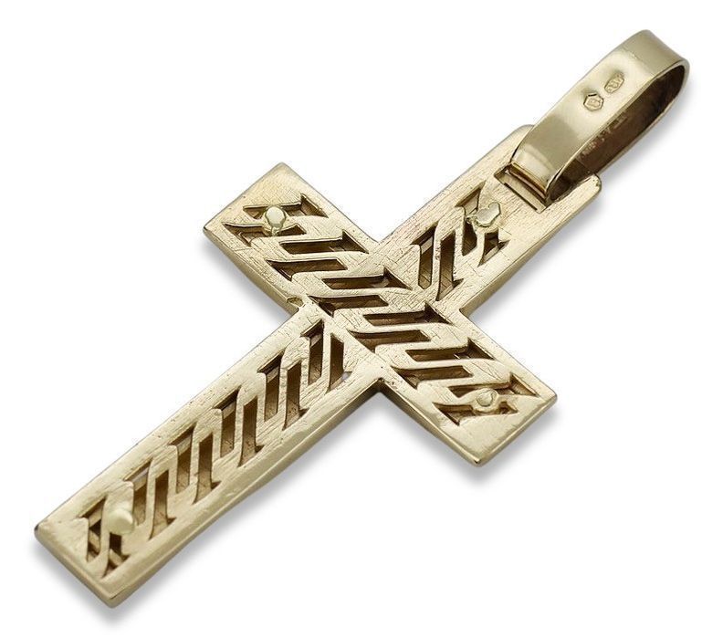Krzyżyk Katolicki z żółto białego 14k złota 585 zawieszka ctc031yw Wr
