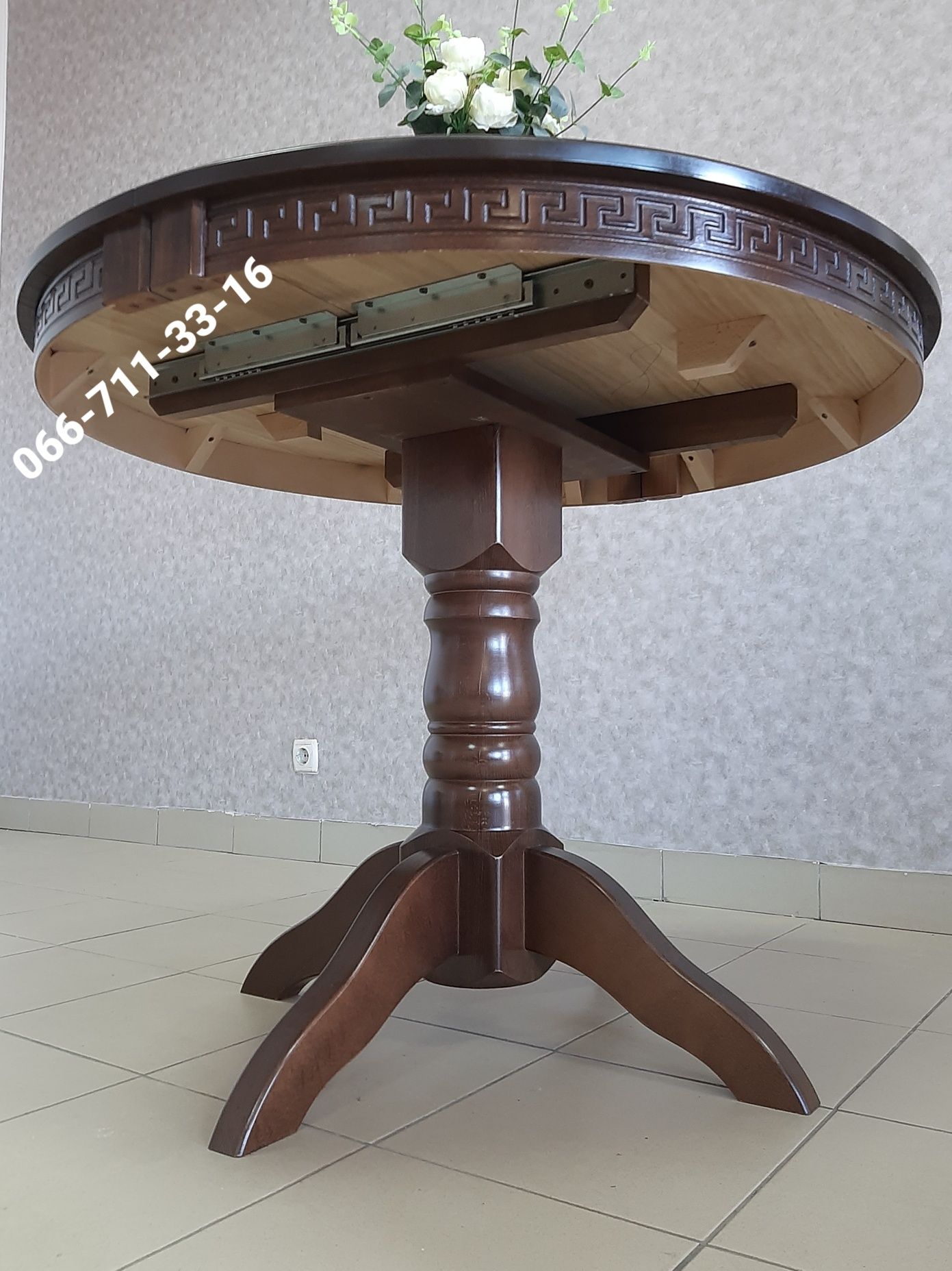 Круглий стіл КАРПАТИ. Круглый деревянный столик.  Кухонный стол.