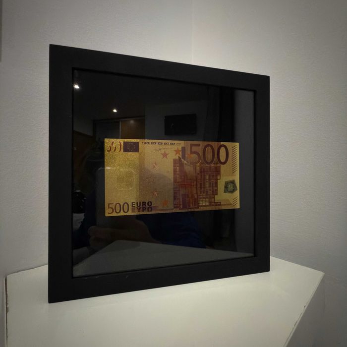 Quadro Decorativo - 25x25cm - Nota de 500 Ouro