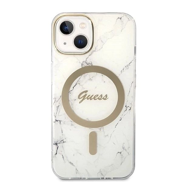 Zestaw Guess GUBPP14SHMEACSH Case+ Charger iPhone 14/6,1" biały/white