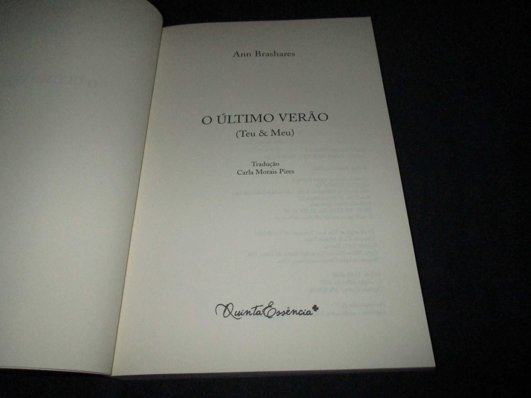 Livro O Último Verão Ann Brashares Quinta Essência