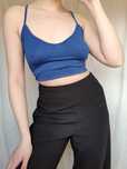 Chabrowa krótka bluzka na ramiączka crop top L 40