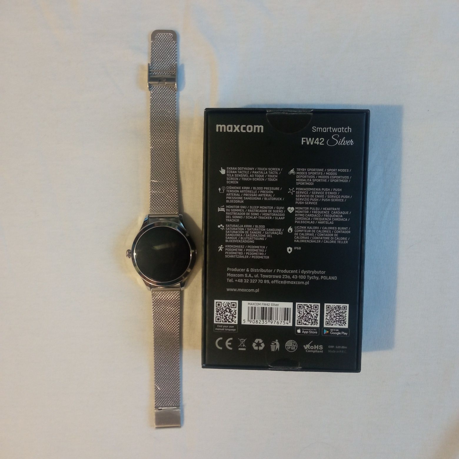 Smartwatch MAXCOM kobiecy - srebrny 150zł