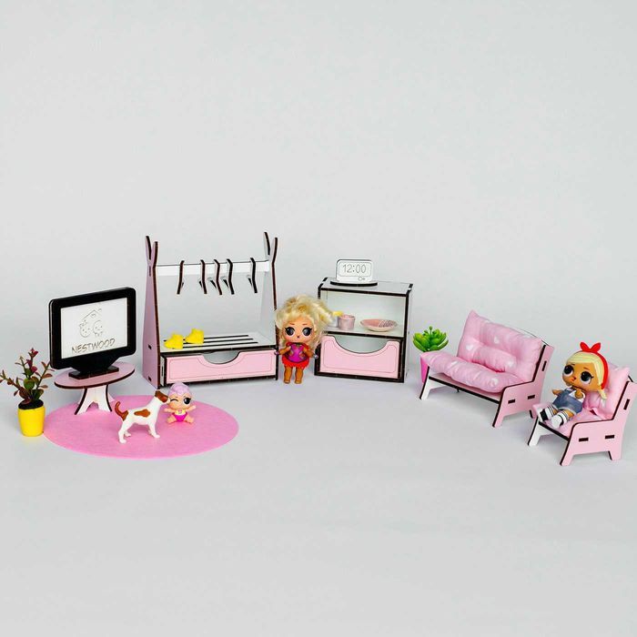 Величезний ляльковий будинок ЛОЛ Барбі вітальня у подарунок, дом куклы