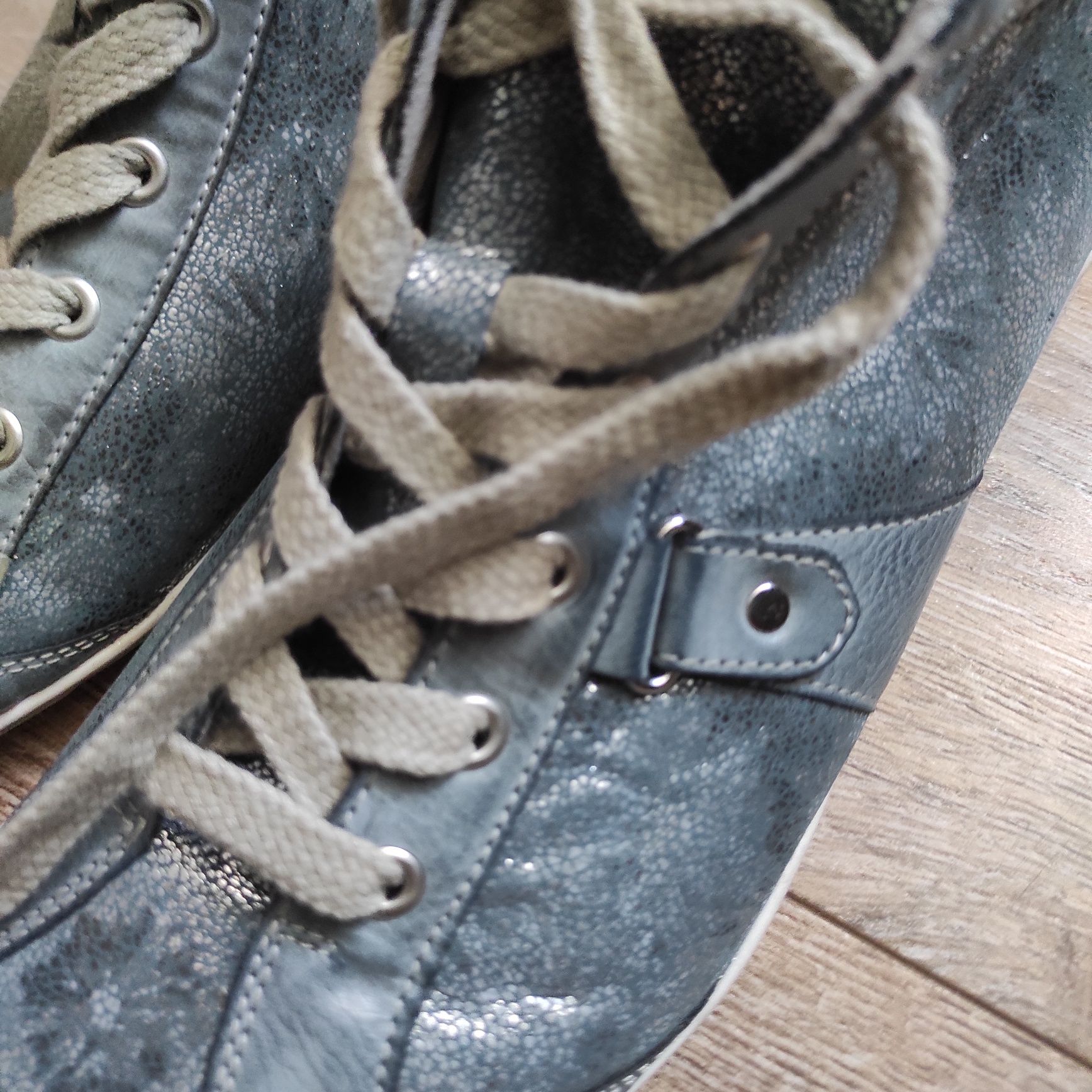 HIT!Remonte sneakersy skórzane niebieskie błyszczące rozm 43wkl 28cm