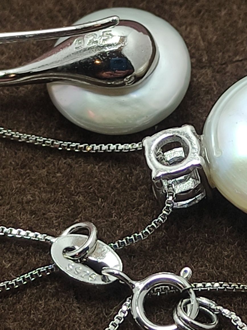 Komplet biżuterii srebro 925 z naturalną perłą