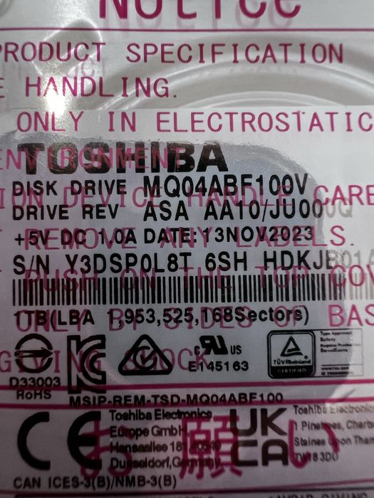 Toshiba Hard Drive 1TB - Brand New/Sealed64354197039875121