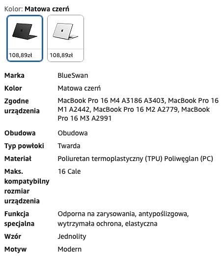 ETUI, osłona, cover Mac Book PRO 16" każdy z procesorem M