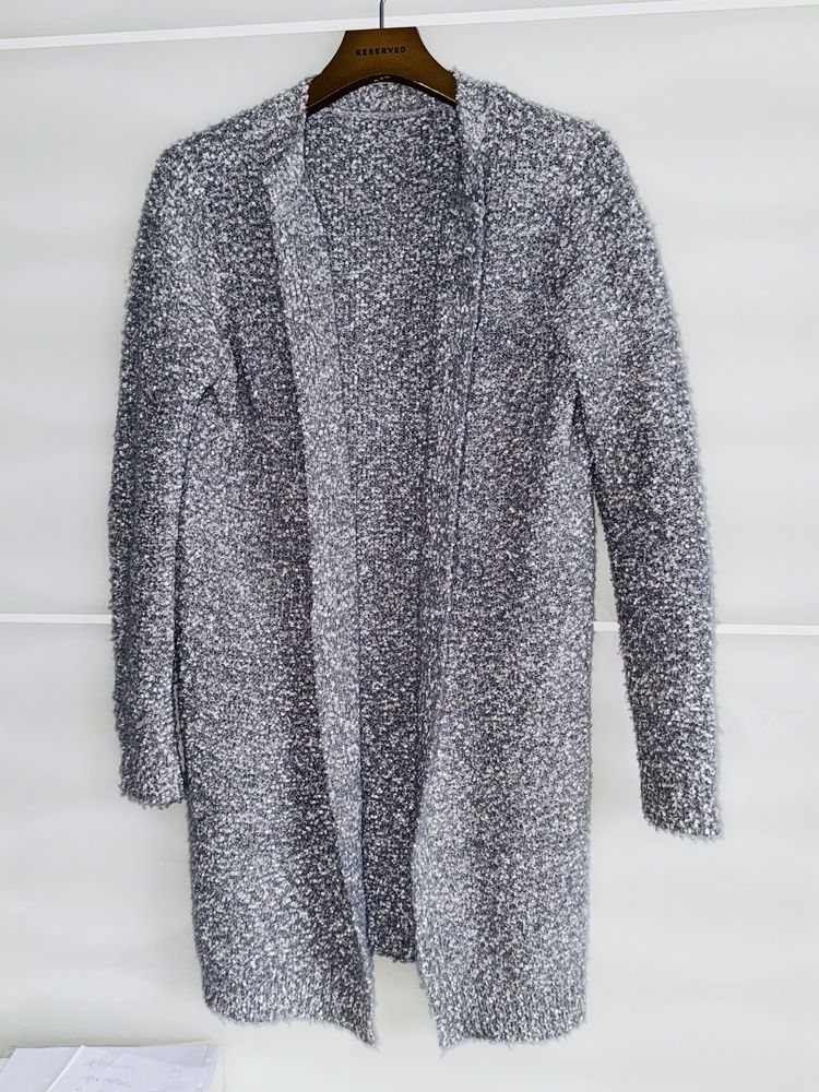 Sweter szary Gruby długi miły luźny Mohito S 36 40 l gruby