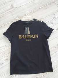 Czarny tshirt balmain jakość premium  nowy   S