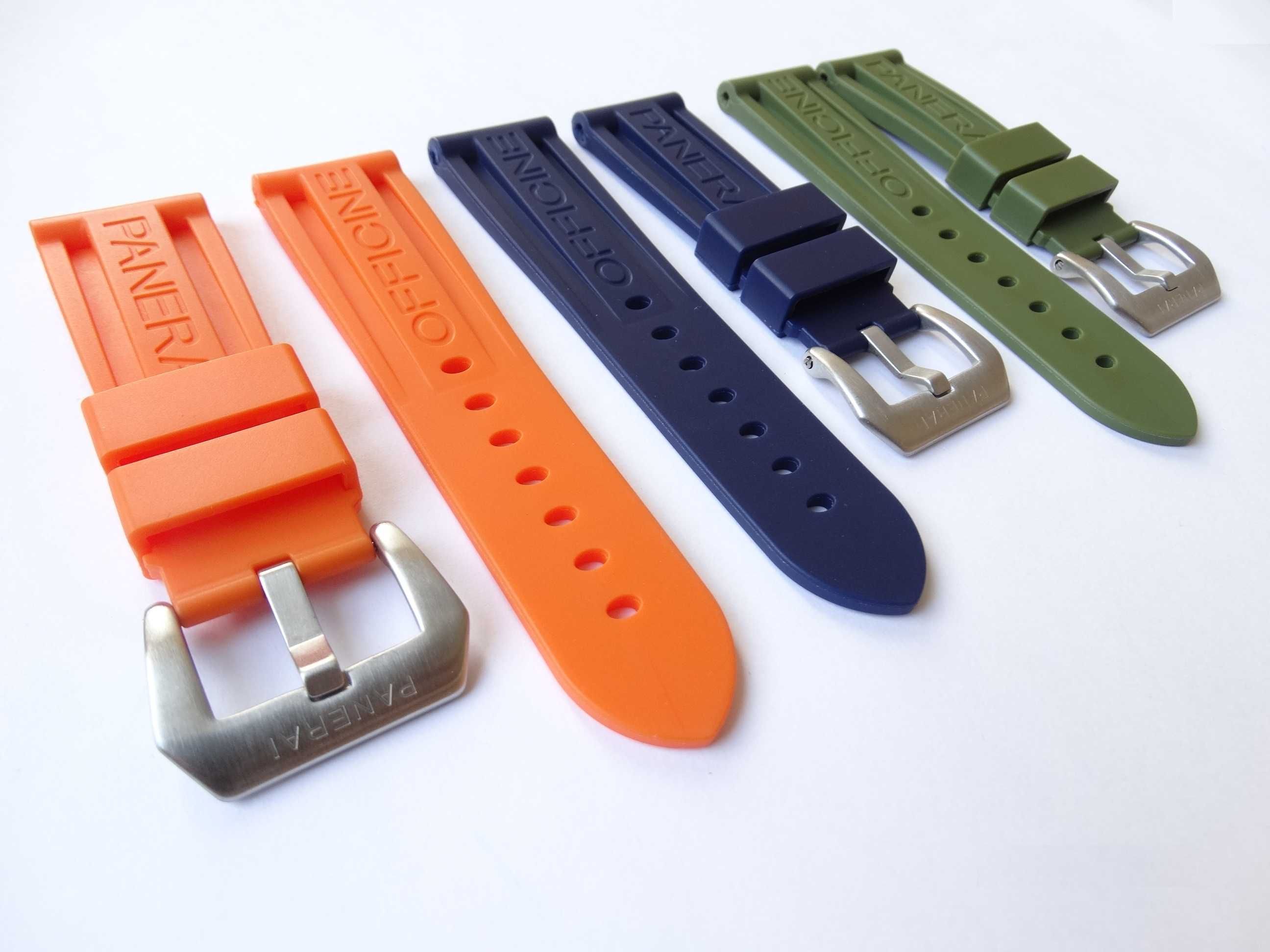 Pasek silikonowy do zegarka Panerai 24mm czarny zielony pomarańczowy