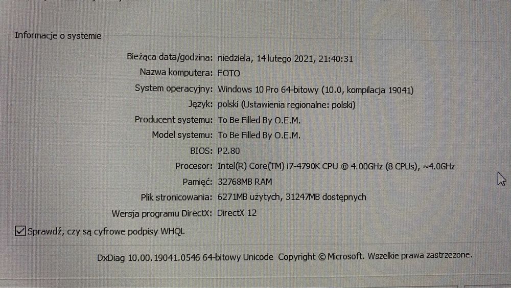 Komputer i7 32 gb ram ssd 512Gb chłodzenie wodne