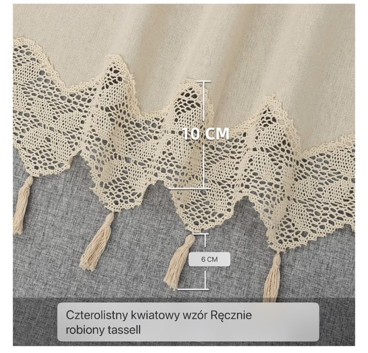 Zasłona szydełkowa, krótka