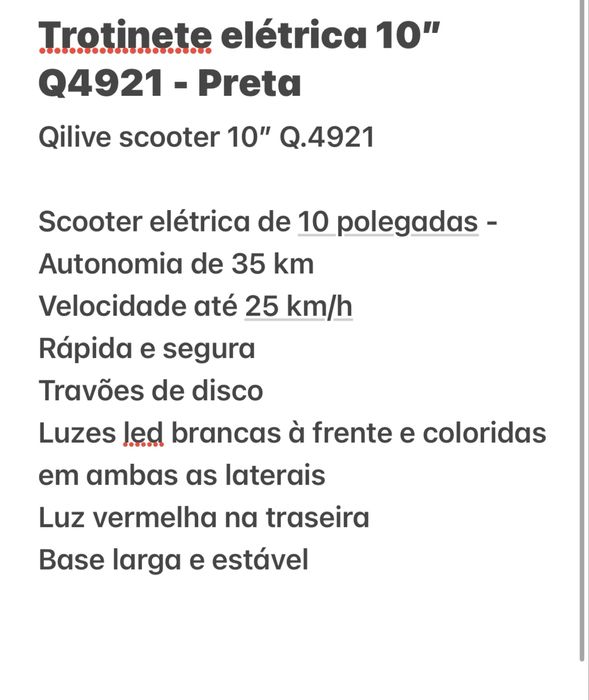 Trotinete Scooter com leds coloridas nas laterais
