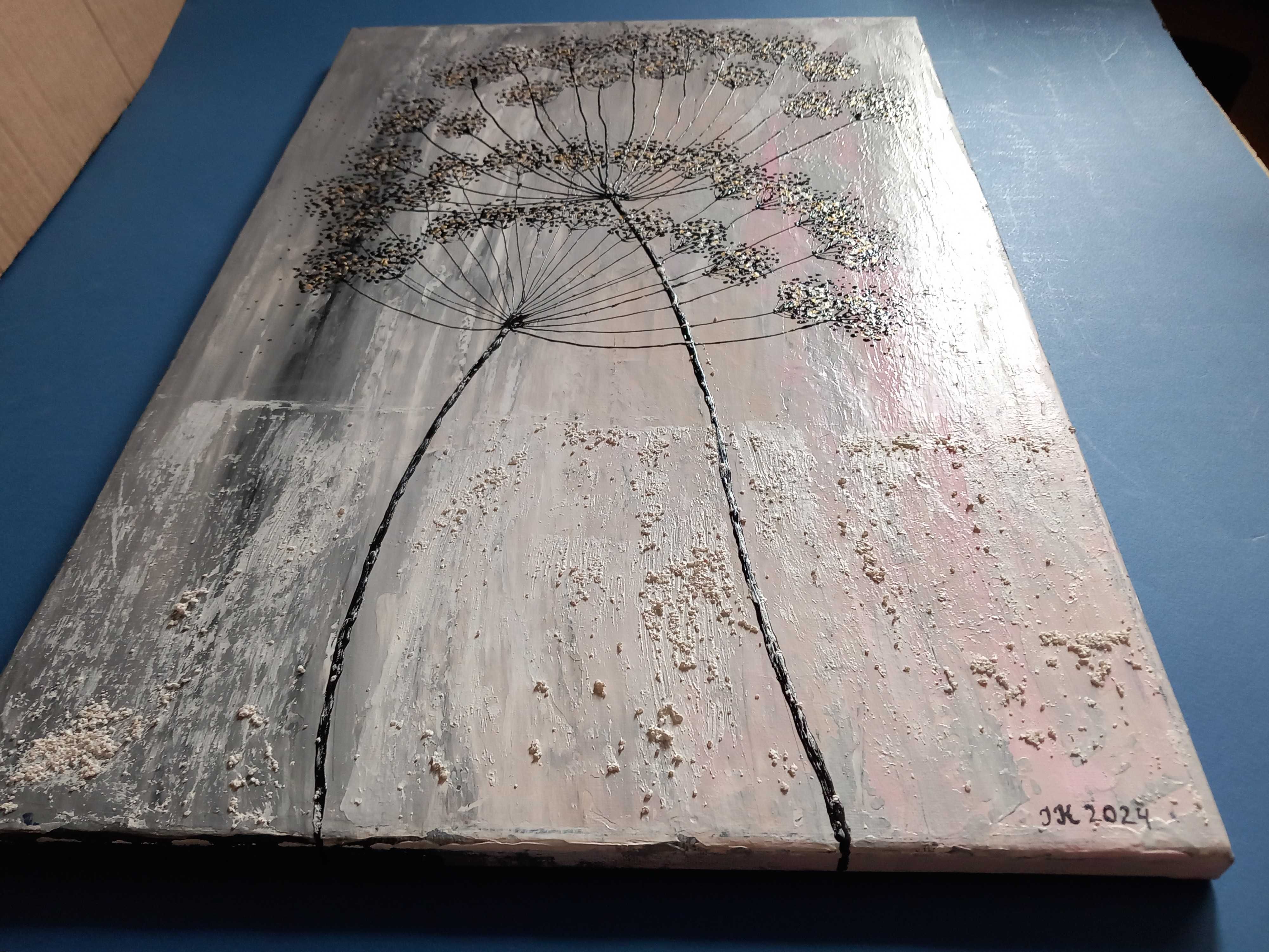 Nastrojowy obraz olejny NATURA płótno ręcznie malowany 60x40 cm