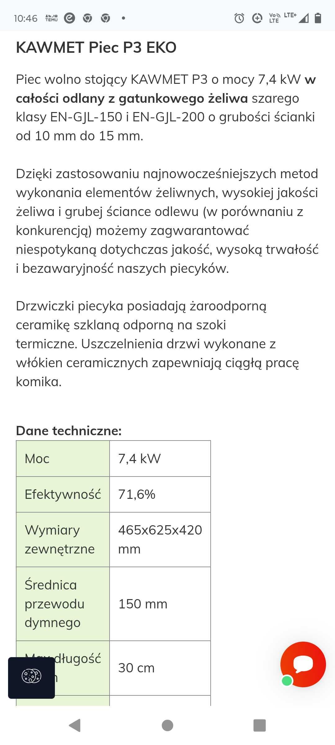 Kominek wolnostojący