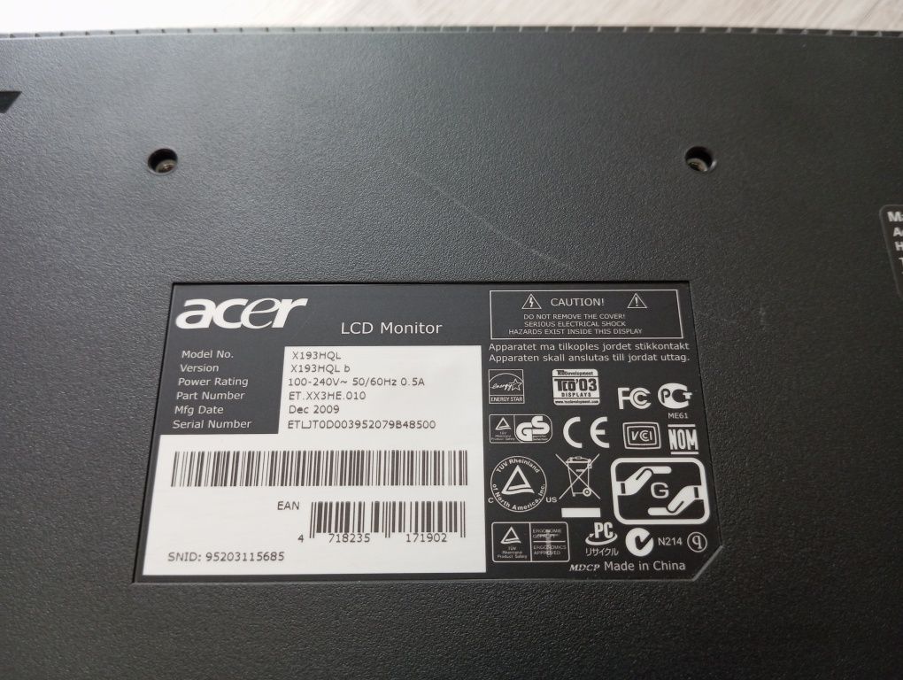 Monitor Acer X193HQL